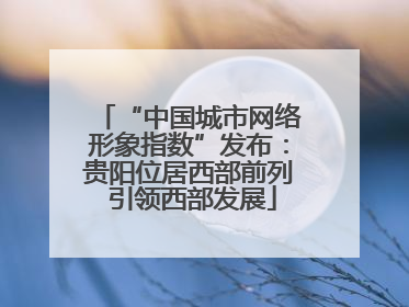 “中国城市网络形象指数”发布：贵阳位居西部前列 引领西部发展