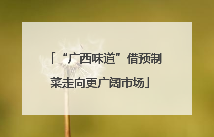 “广西味道”借预制菜走向更广阔市场