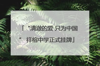 “清澈的爱 只为中国” 祥榕中学正式挂牌