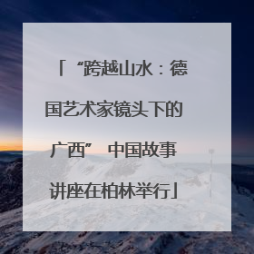 “跨越山水：德国艺术家镜头下的广西” 中国故事讲座在柏林举行