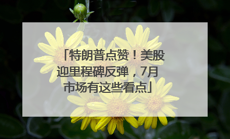 特朗普点赞！美股迎里程碑反弹，7月市场有这些看点