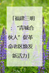 福建三明：“青城合伙人”促革命老区焕发新活力