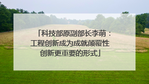 科技部原副部长李萌：工程创新成为成就颠覆性创新更重要的形式