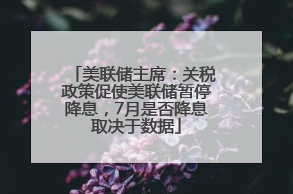 美联储主席：关税政策促使美联储暂停降息，7月是否降息取决于数据