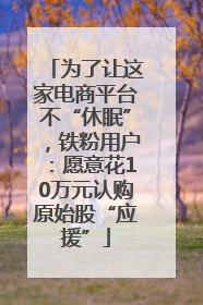 为了让这家电商平台不“休眠”，铁粉用户：愿意花10万元认购原始股“应援”