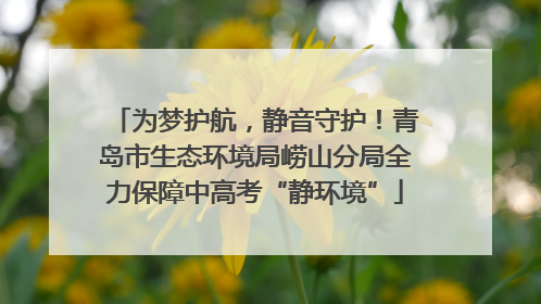 为梦护航，静音守护！青岛市生态环境局崂山分局全力保障中高考“静环境”
