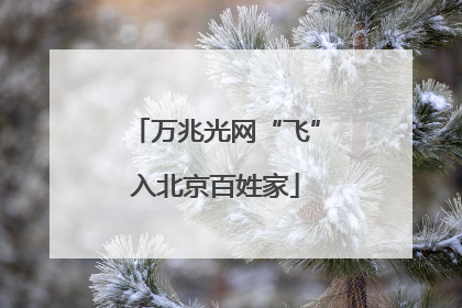 万兆光网“飞”入北京百姓家