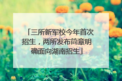 三所新军校今年首次招生，两所发布简章明确面向湖南招生