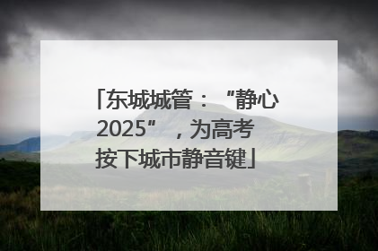 东城城管：“静心2025”，为高考按下城市静音键
