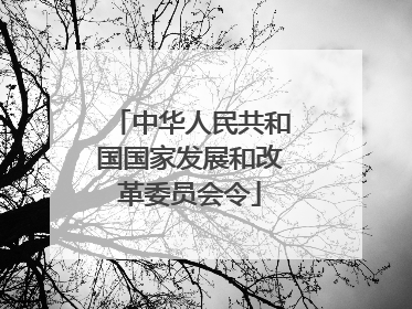 中华人民共和国国家发展和改革委员会令