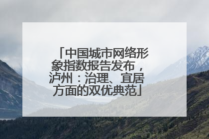 中国城市网络形象指数报告发布，泸州：治理、宜居方面的双优典范