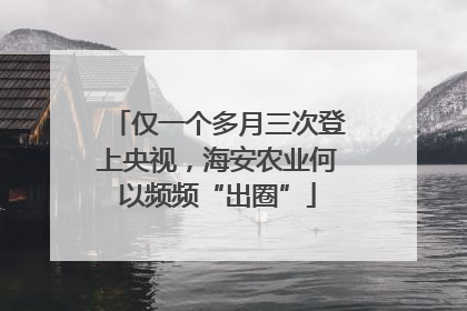 仅一个多月三次登上央视，海安农业何以频频“出圈”