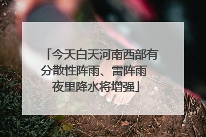 今天白天河南西部有分散性阵雨、雷阵雨 夜里降水将增强
