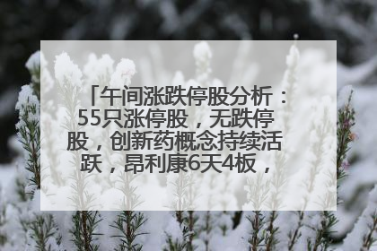午间涨跌停股分析：55只涨停股，无跌停股，创新药概念持续活跃，昂利康6天4板，众生药业2连板