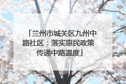 兰州市城关区九州中路社区：落实惠民政策 传递中路温度