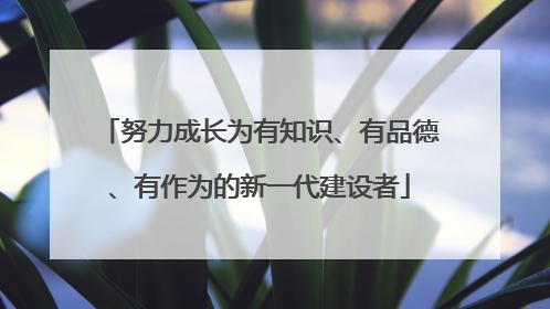 努力成长为有知识、有品德、有作为的新一代建设者