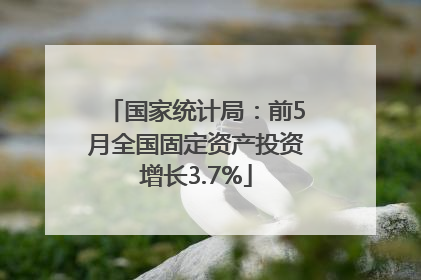 国家统计局：前5月全国固定资产投资增长3.7%
