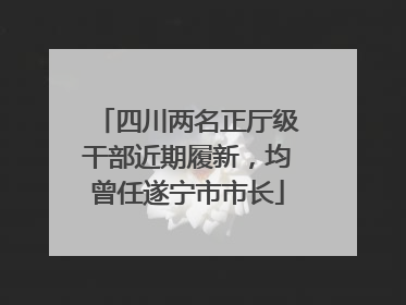 四川两名正厅级干部近期履新，均曾任遂宁市市长
