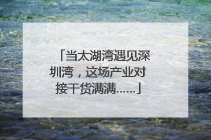 当太湖湾遇见深圳湾，这场产业对接干货满满……