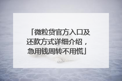 微粒贷官方入口及还款方式详细介绍，急用钱周转不用慌