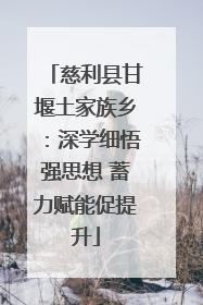 慈利县甘堰土家族乡：深学细悟强思想 蓄力赋能促提升
