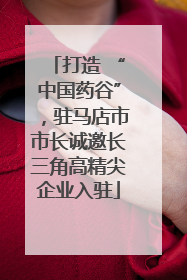打造 “中国药谷”，驻马店市市长诚邀长三角高精尖企业入驻