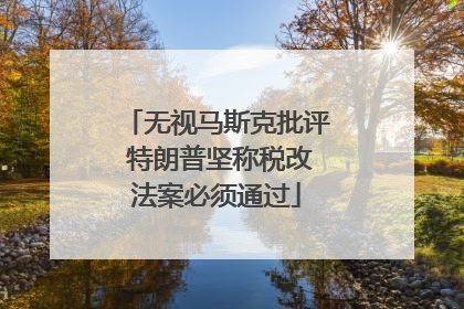 无视马斯克批评 特朗普坚称税改法案必须通过
