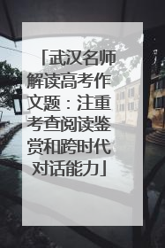 武汉名师解读高考作文题：注重考查阅读鉴赏和跨时代对话能力