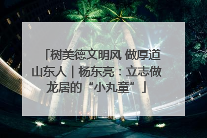 树美德文明风 做厚道山东人｜杨东亮：立志做龙居的“小丸童”