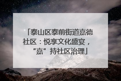 泰山区泰前街道嘉德社区：悦享文化盛宴，“嘉”持社区治理