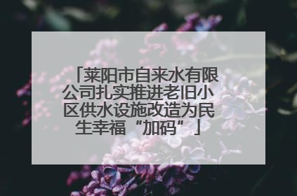 莱阳市自来水有限公司扎实推进老旧小区供水设施改造为民生幸福“加码”