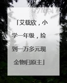 艾载欣，小学一年级，捡到一万多元现金物归原主