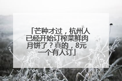 芒种才过，杭州人已经开始订榨菜鲜肉月饼了？真的，8元一个有人订