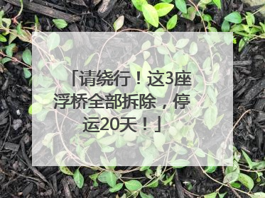 请绕行！这3座浮桥全部拆除，停运20天！