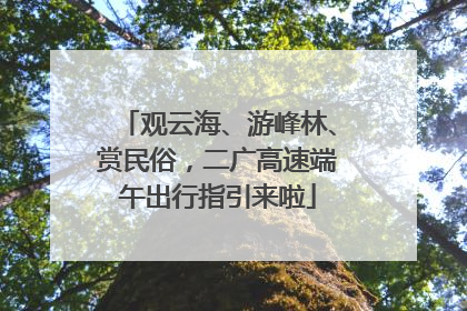 观云海、游峰林、赏民俗，二广高速端午出行指引来啦