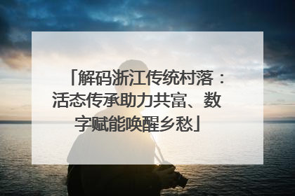 解码浙江传统村落：活态传承助力共富、数字赋能唤醒乡愁