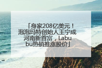 身家208亿美元！泡泡玛特创始人王宁成河南新首富，Labubu热销推涨股价