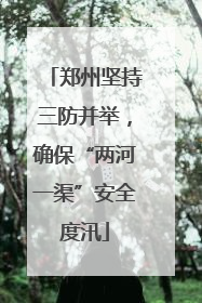 郑州坚持三防并举，确保“两河一渠”安全度汛