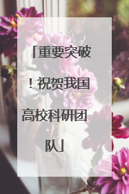 重要突破！祝贺我国高校科研团队