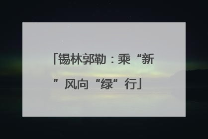锡林郭勒：乘“新”风向“绿”行