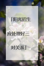阳光招生应处理好三对关系