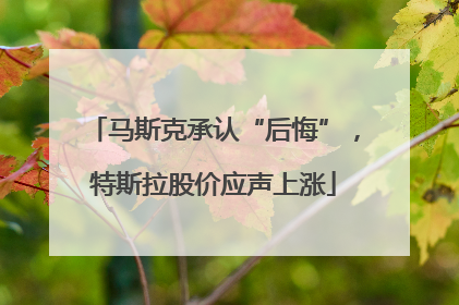 马斯克承认“后悔”，特斯拉股价应声上涨