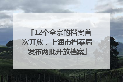 12个全宗的档案首次开放，上海市档案局发布两批开放档案